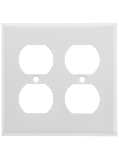Classic Double Duplex Cover Plate In White Enamel.